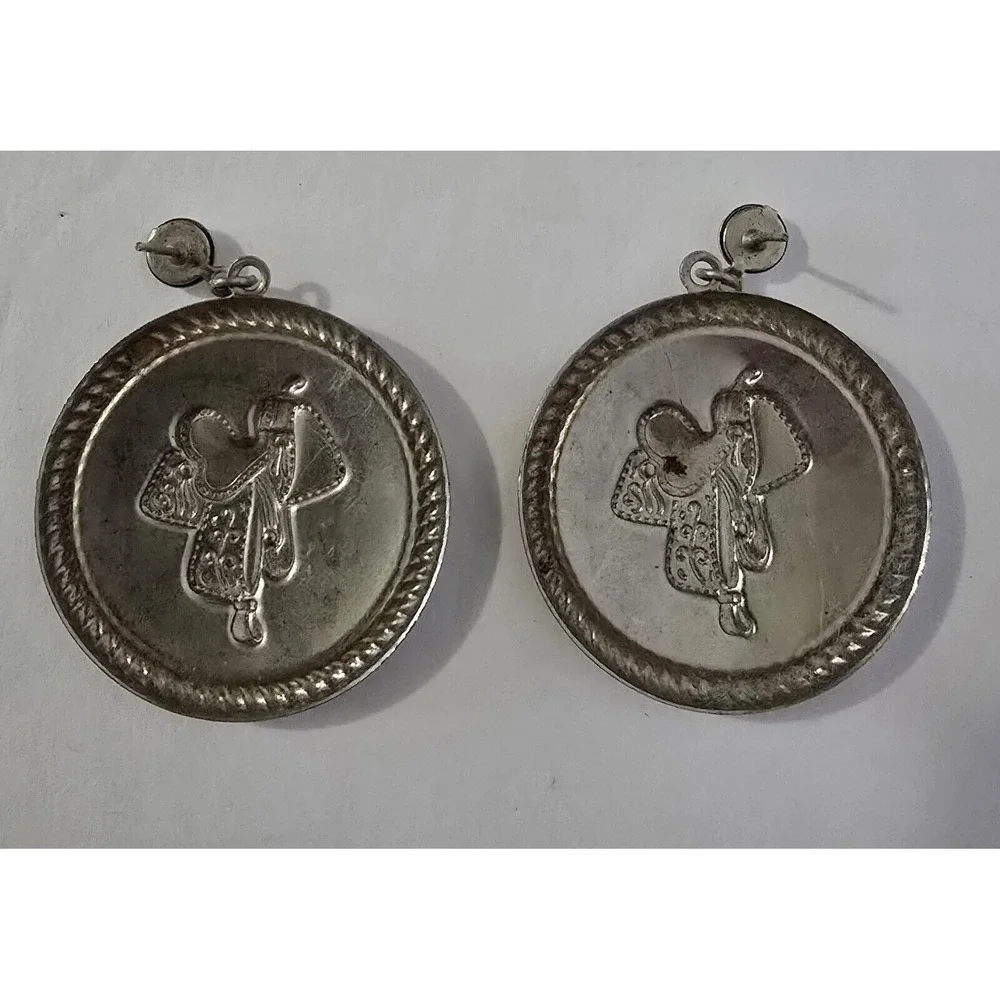 Cowboy Saddle Western‎ Post Earrings Artisan